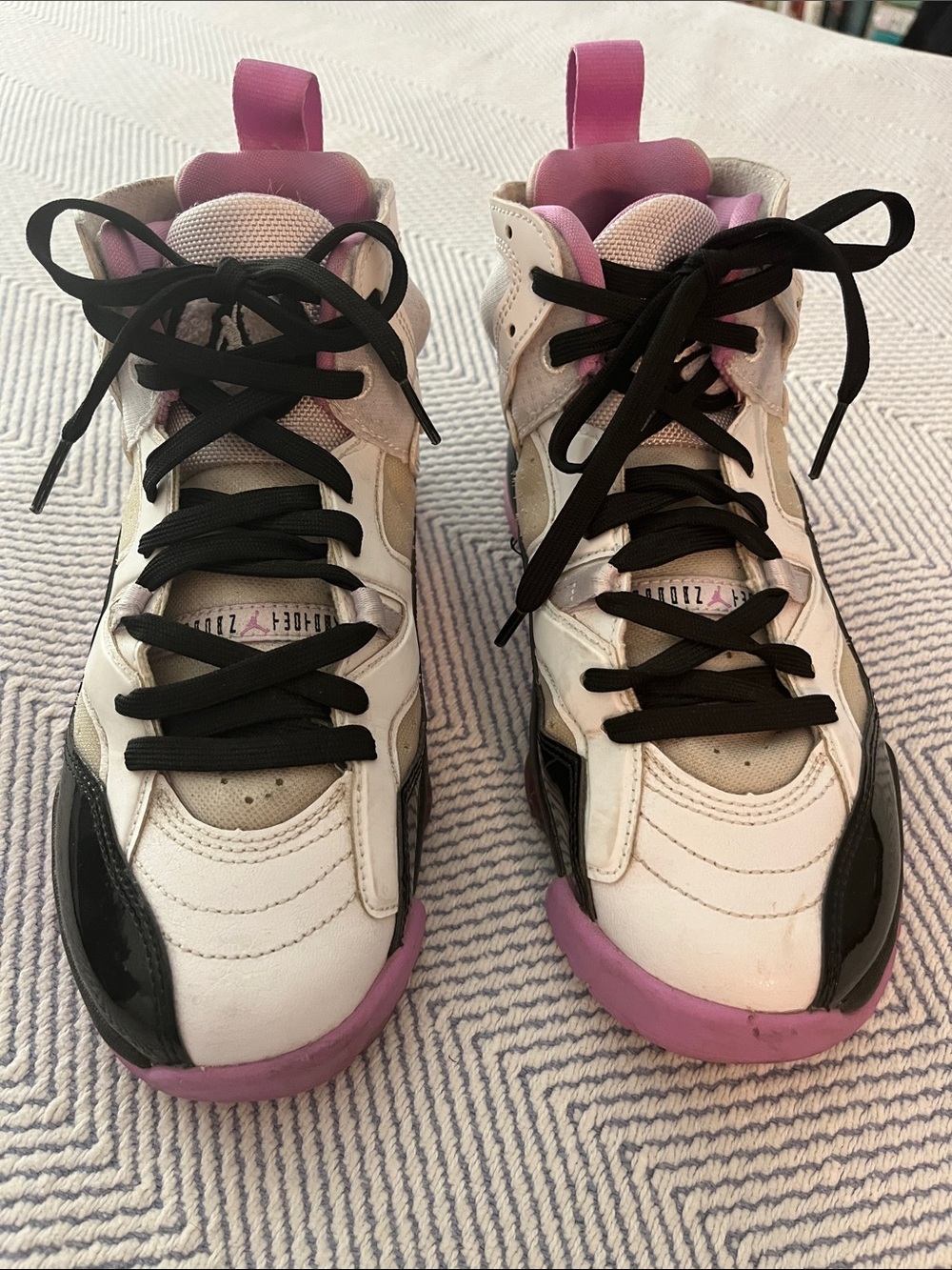 Nike Jordan White, Pink & Black High-Top Sneakers Womens size 7